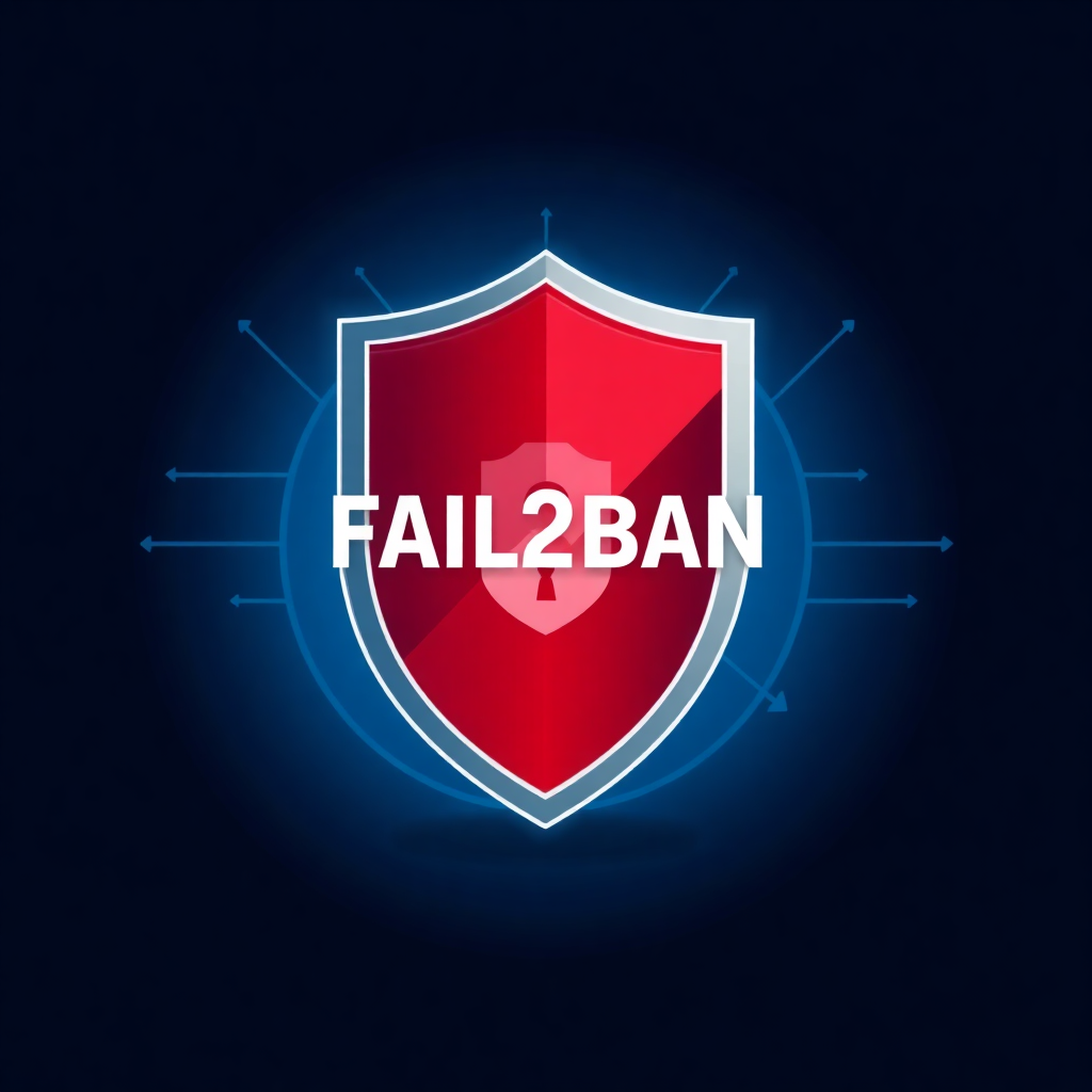 Fail2Ban və server brute-force müdafiəsi mövzusunu göstərən modern security cover şəkli