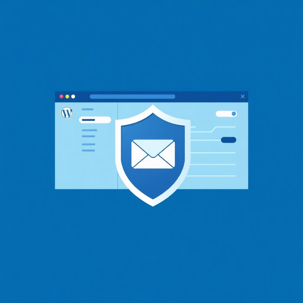 WordPress admin email mövzusunu göstərən modern hosting və təhlükəsizlik cover şəkli